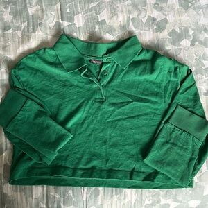 Cropped Zara Green Collared Longsleeve